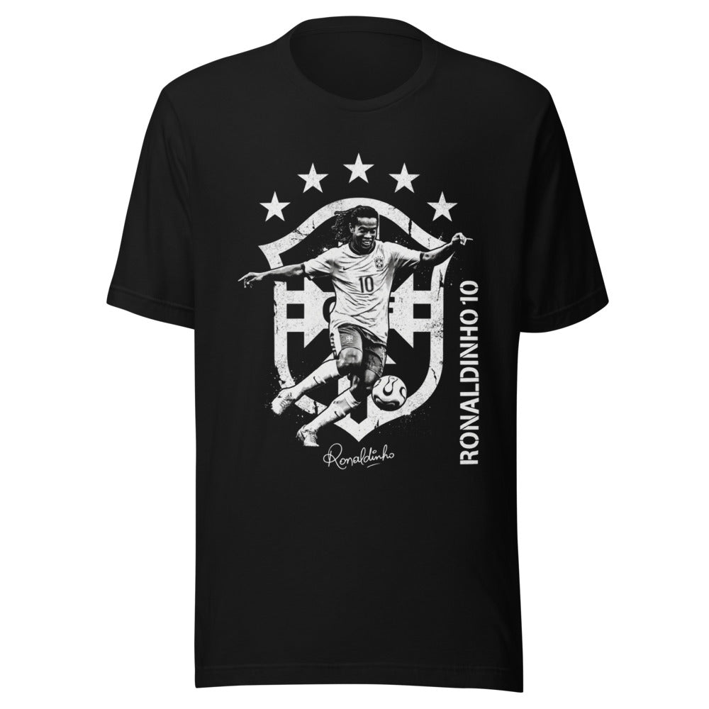 Camiseta negra con Ronaldinho y su dorsal 10